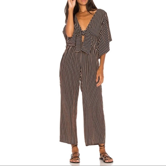 NWT FAITHFULL THE BRAND San Marino Striped Print Tilos Jumpsuit Blue Red Size 2 - Picture 2 of 9